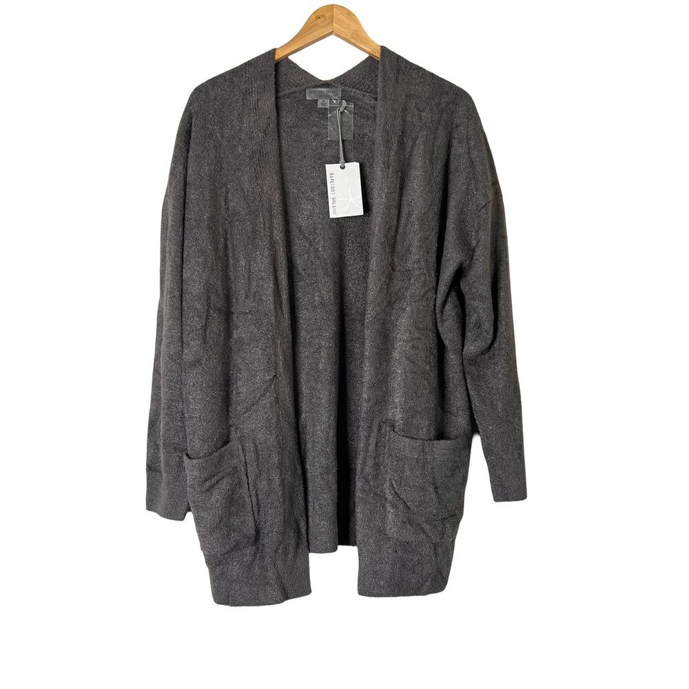 A617101 BAREFOOT DREAMS CozyChic Lite Ribbed Edge Cardigan Mineral M